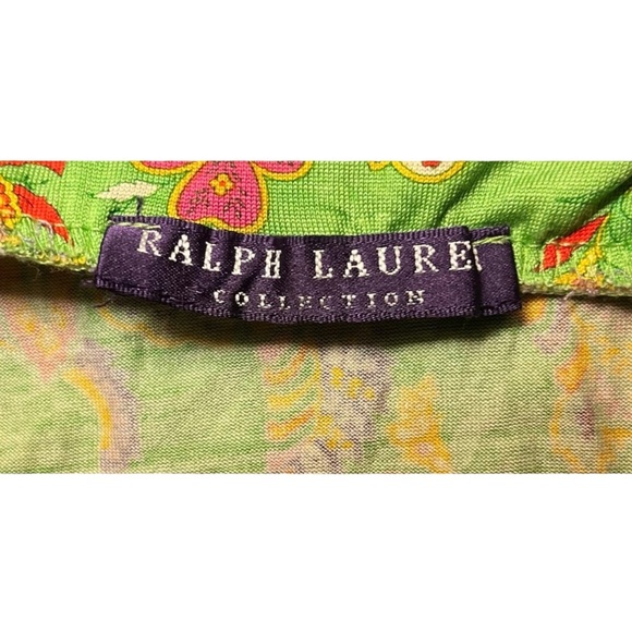 RALPH LAUREN PURPLE LABEL SILK VIBRANT PURPLE & GREEN FLORAL PAISLEY 2 PIECE SET - Picture 5 of 8